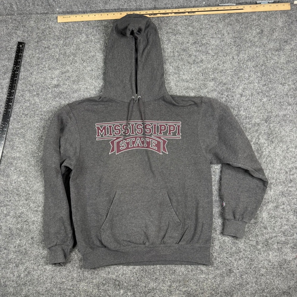 Champion Hoodie Mens Size M Gray Mississippi State Eco Fleece Pullover Sweater